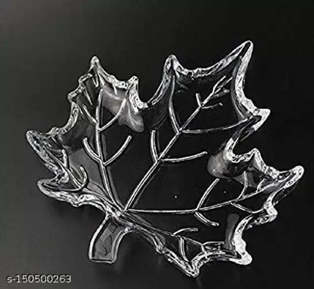 Crystal Leaf Shape Fruit Tray, Transparent