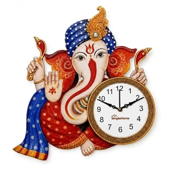 SimpleHome Mdf Ganesha Wall Clock 13in