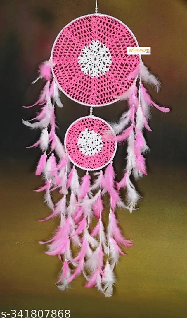 Feather Wall Hanging Dream Catcher, Pink