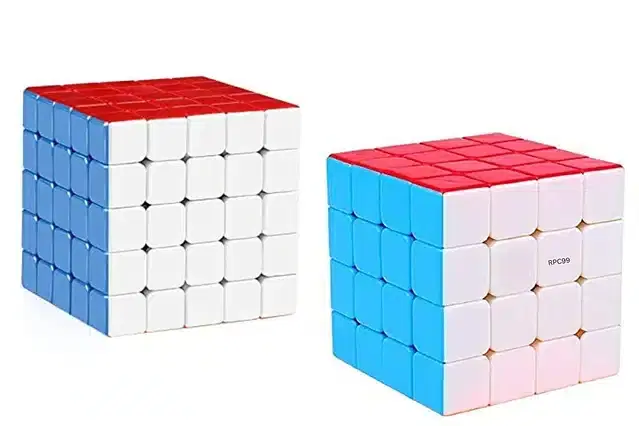 4x4 & 5x5 Stickerless Rubik's Cube, Set of 2, Multicolor