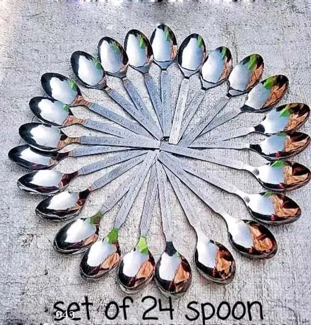 Stainless Steel Table Spoon Set, Silver, Pack of 24