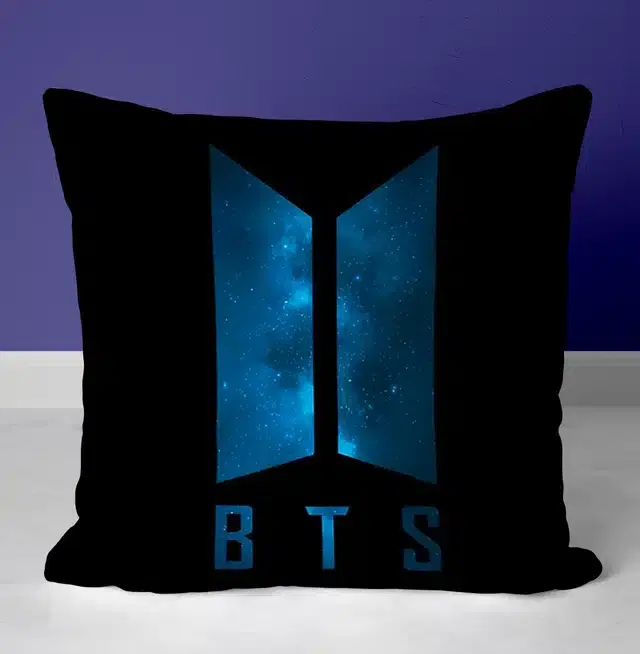 BTS Signature Printed Cushion Cover, Multicolor, 12X12 Inch, Gt-001