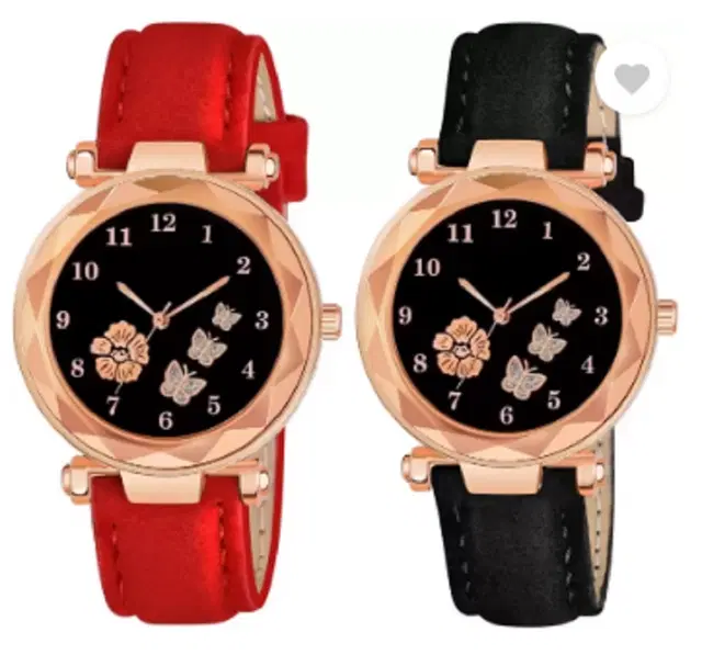 Analog Watch for Women & Girls, Pack of 2 (Multicolor)