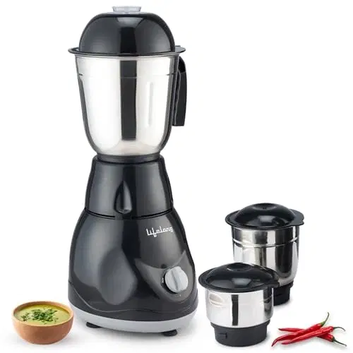 Lifelong Power Pro 500W Mixer Grinder, 3 Jars (Liquidizing, Wet Grinding, Chutney), Stainless Steel Blades, 1 Year Warranty, Black (llmg23)