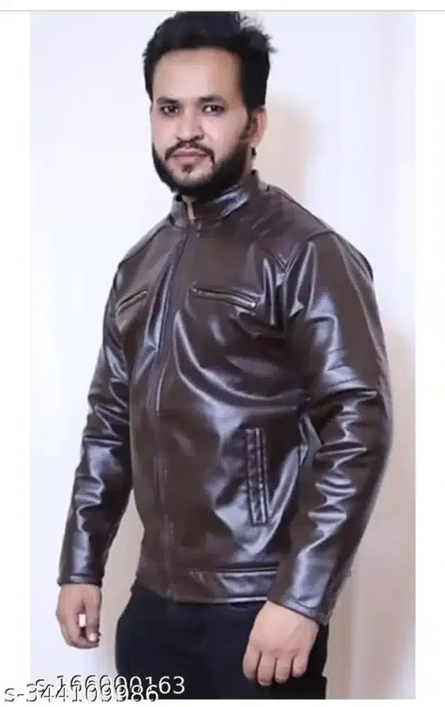 Leather Jacket for Men (Dark Brown, L)