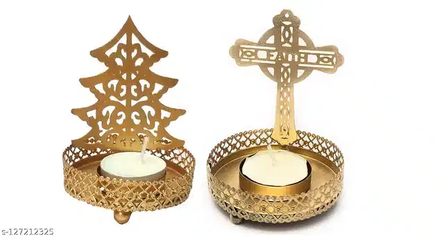 Tealight Candle Holder, Pack of 2, Gold