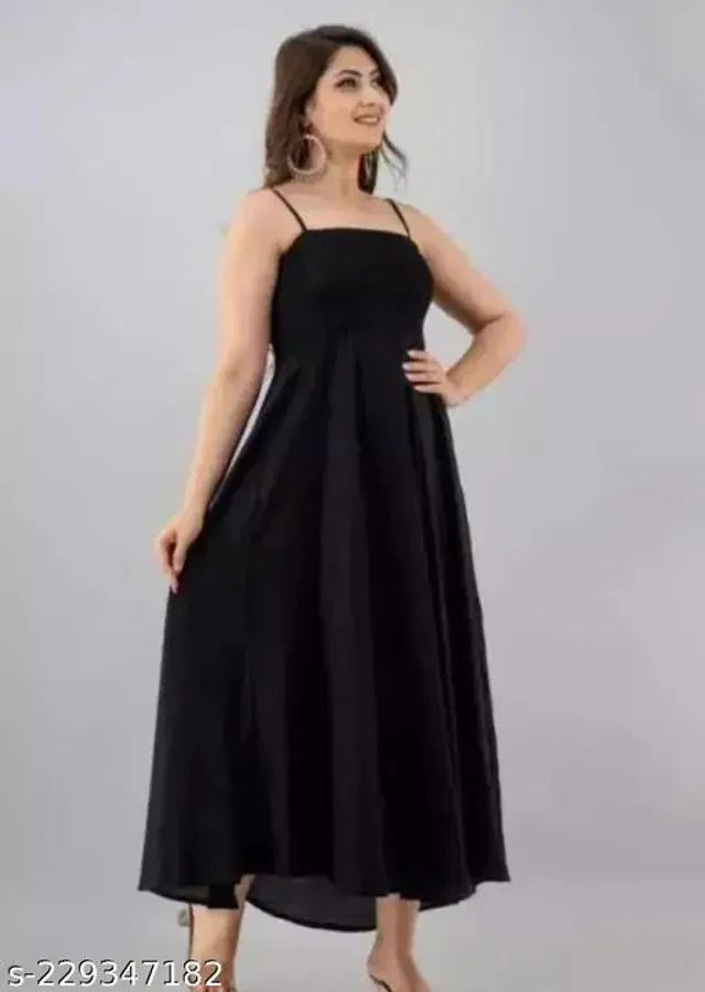 Poly Crepe Dress for Women (Black, M)