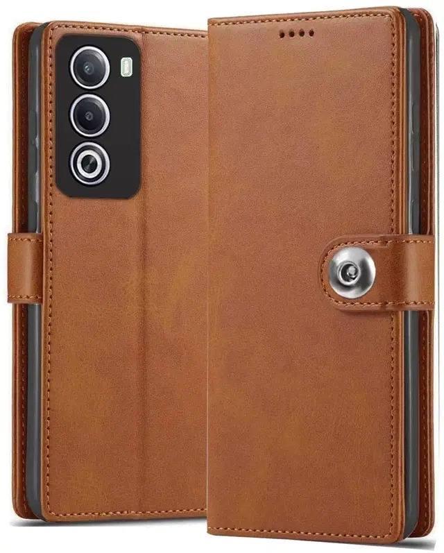 Artificial Leather Mobile Flip Cover for itel City 100 (Brown)