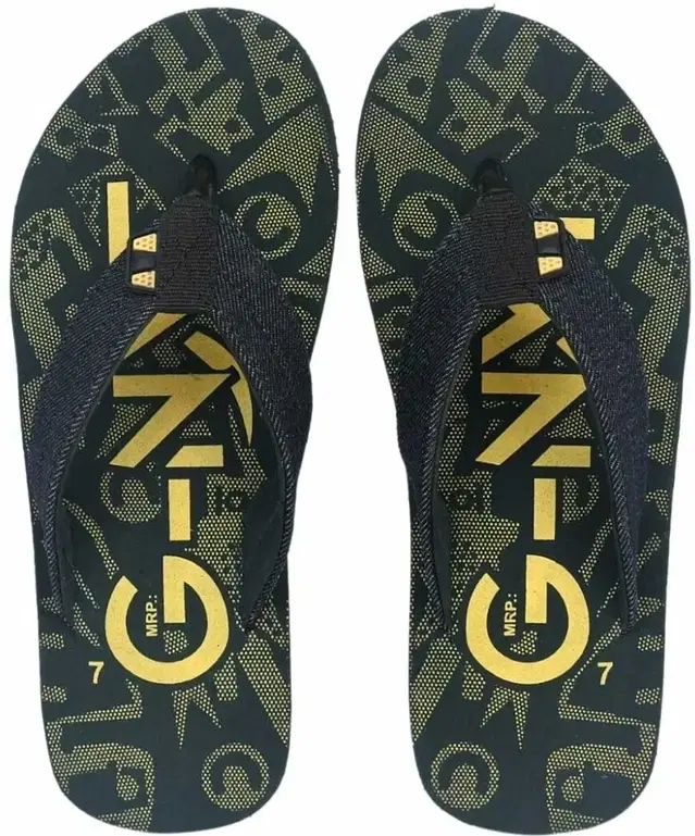 Slippers for Men (Black & Yellow, 7)