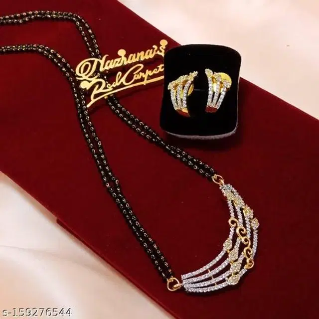 Alloy Mangalsutra with Earrings for Women, Set of 1 (Multicolor)