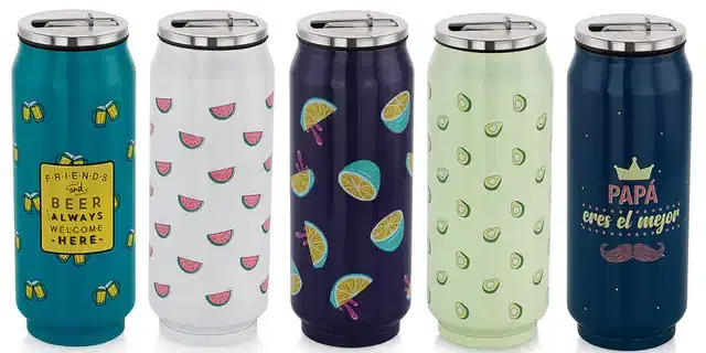 Stainless Steel Water Bottles, Pack of 5, Multicolor, 390 ml
