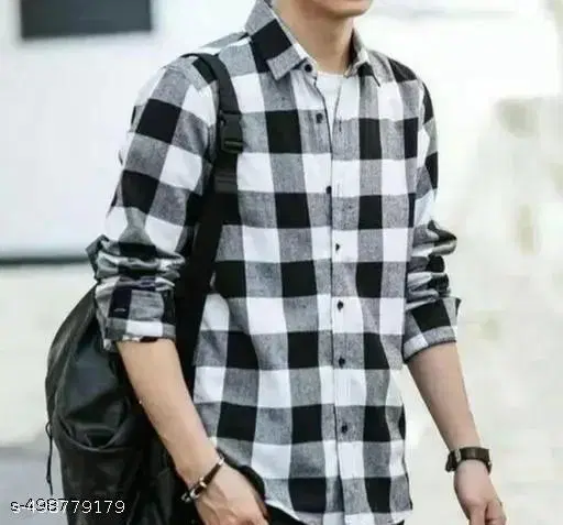 Cotton Blend Checked Shirt for Men, Multicolor (L)