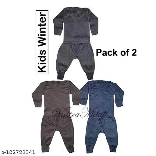 Woolen Thermal Set for Kids, Set of 3 (Multicolor, 0-3 Months)