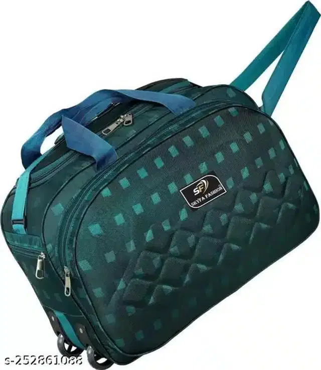 Polyester Strolley Duffel Bag, Teal, 21x12x15 inches
