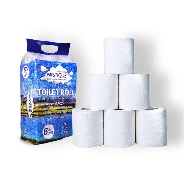 MISTIQUE 6 Rolls Toilet Tissue Paper Roll, 2 Ply