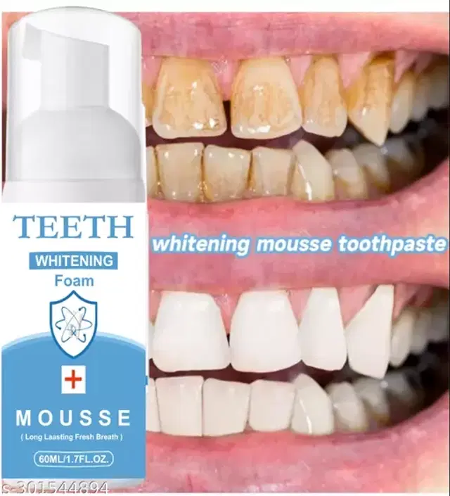 Natural Teeth Whitening Foam Mousse with Fluoride, 60 ml