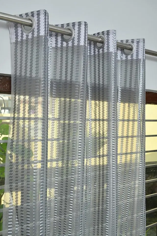 Sheer Plain Grey Door Curtain 7ft Pack of 1