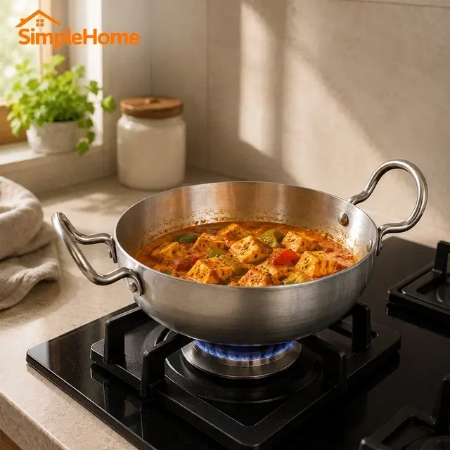 Simple Home Aluminium Kadhai With Induction Base -1300 ml 20cm
