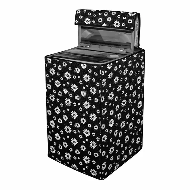 Grover Top Load Washing Machine Cover Black Small Floral Printed Pack of 1