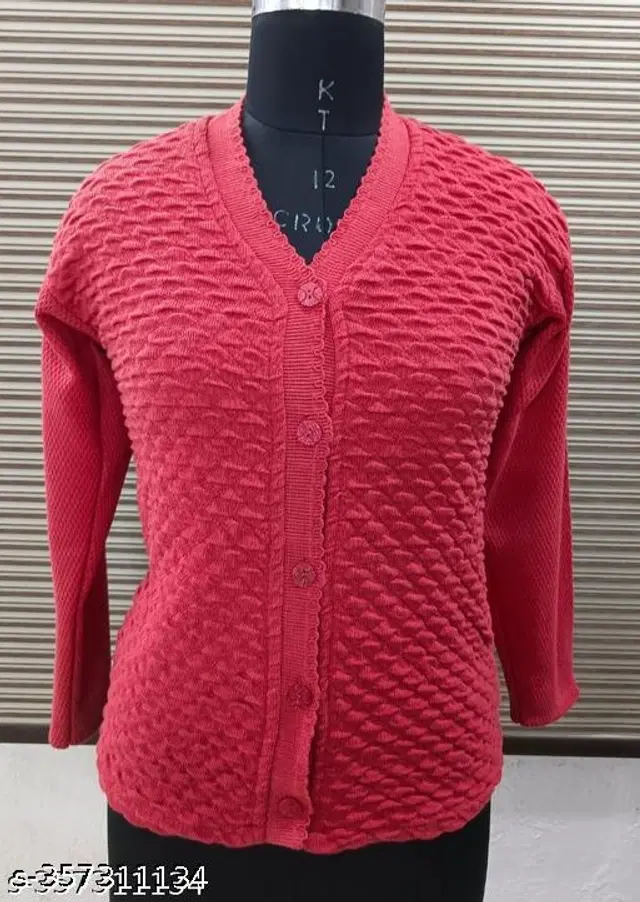 Woolen Sweater for Women (Pink, M)