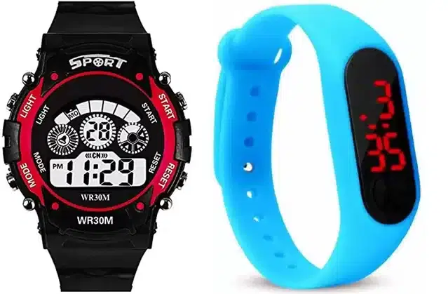 Digital Watch for Kids, Pack of 2 (Black & Sky Blue)