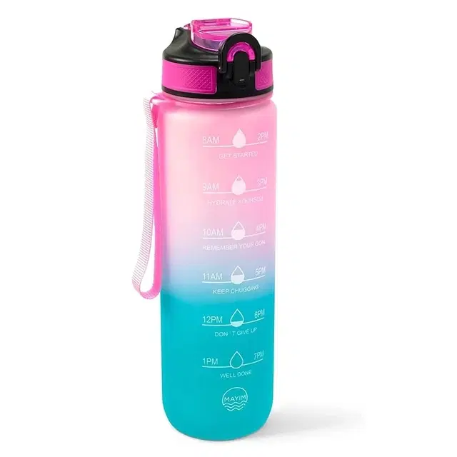 Silicone Sipper Water Bottle, Multicolor, 1000 ml