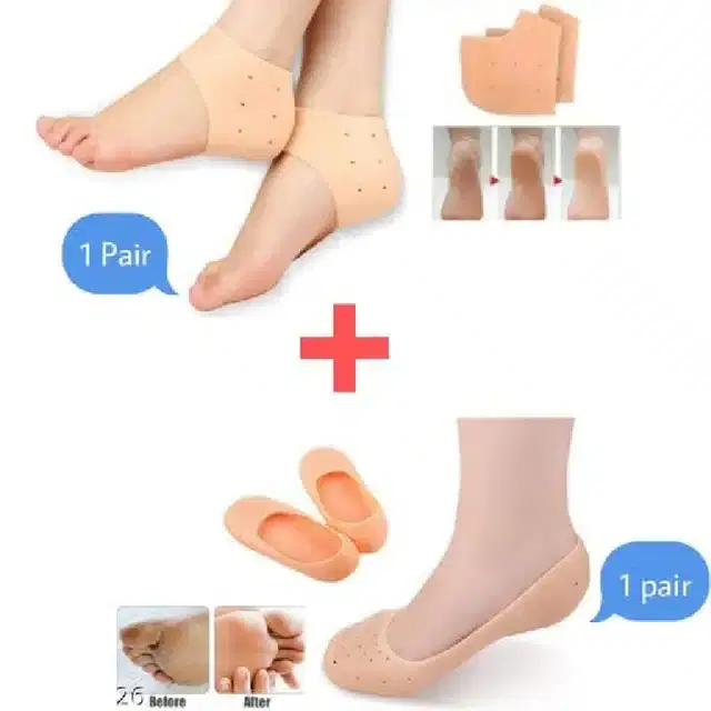 Silicone Gel Heel Socks with Pad, Assorted, Set of 2