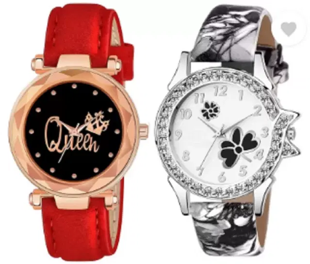 Analog Watch for Women & Girls, Pack of 2 (Multicolor)