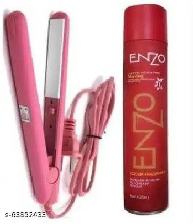 Plastic Hair Straightener with Spray, Pink, Set of 2