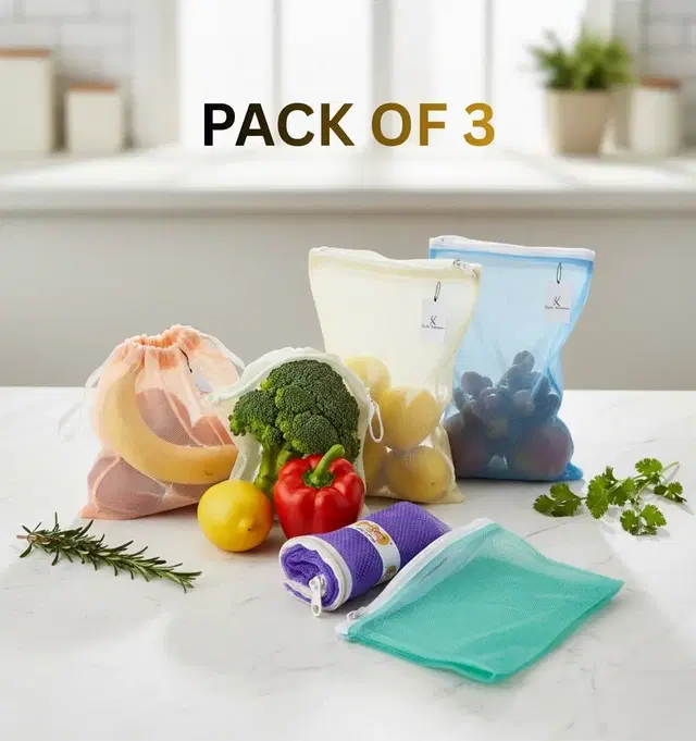 Soham Housewares /Swastik Fridge Bag Pack - Set of 3 Pcs (Assorted colour)