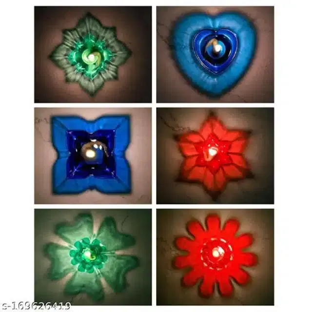 3D Diya Diwali Lights, Assorted, Pack of 12