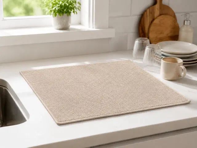 SimpleHome Dish Drying Mat Solid 38x51cm 500gsm Polyester+ FoamBlue