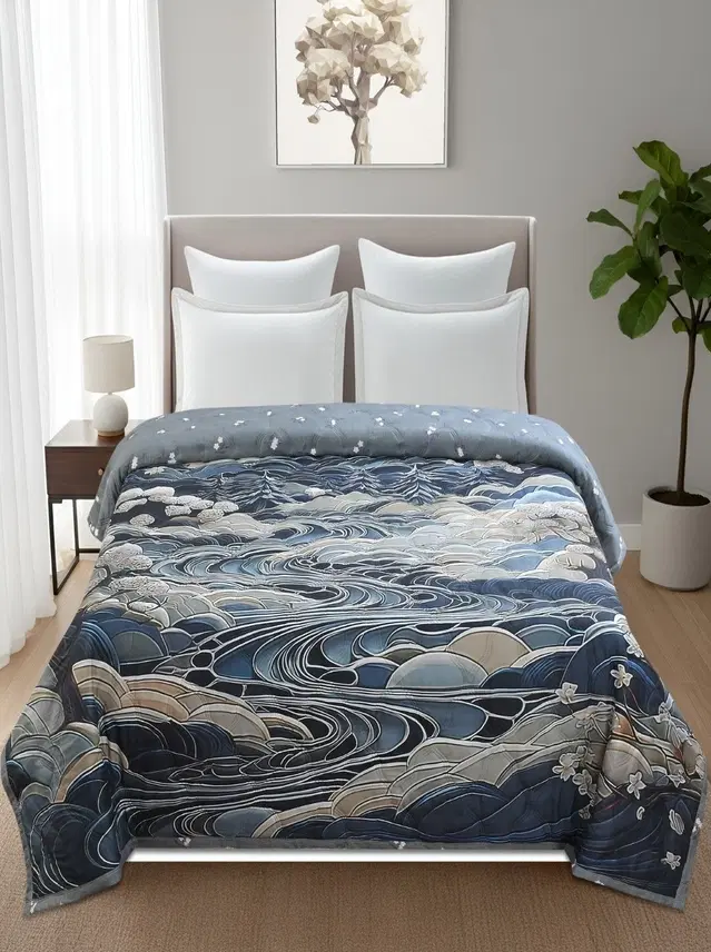 Homitecture 220 GSM Microfiber Reversible AC Comforter/Blanket for Winter/Quilt/Duvets for Double Bed Size(230X250 cm)