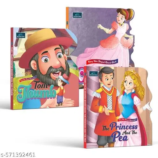 Fairy Tale Shaped Board Book | Cinderella, The Princess and the Pea, and Tom Thumb | for kids | story books | (Set of 3)
