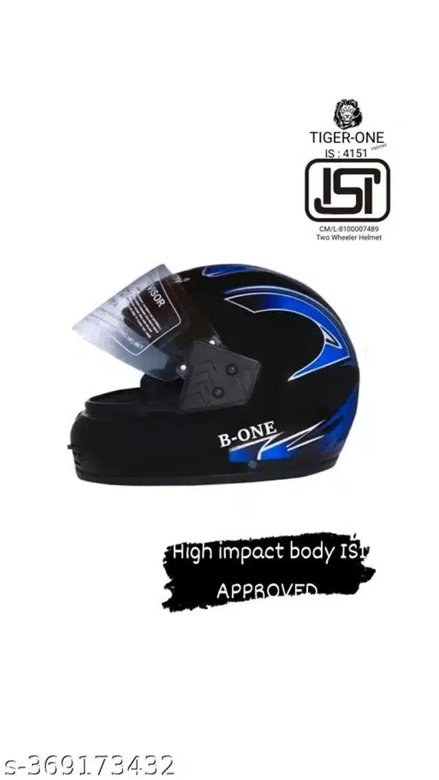 Full Face Helmet for Men & Women, Black & Blue