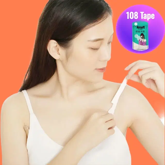 Acrylic Film Clothing 108 Double Sided Tape Strips, Transparent, Set of 1