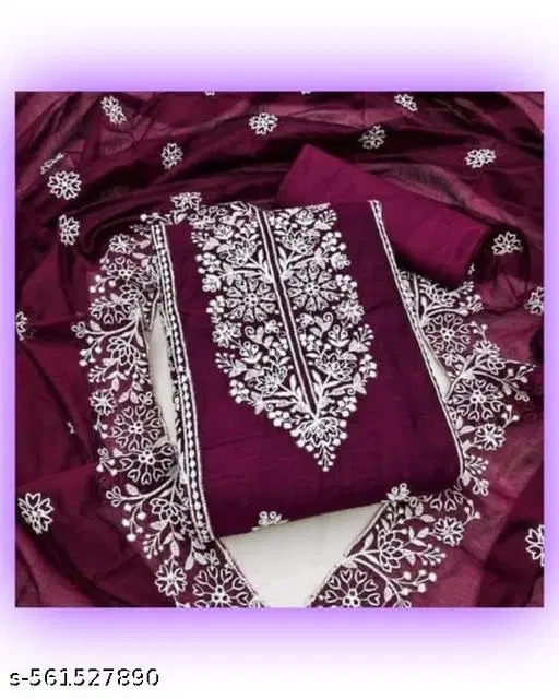 Chanderi Cotton Punjabi/All Over Suits for Women (Purple, 6.45 meter (XL)