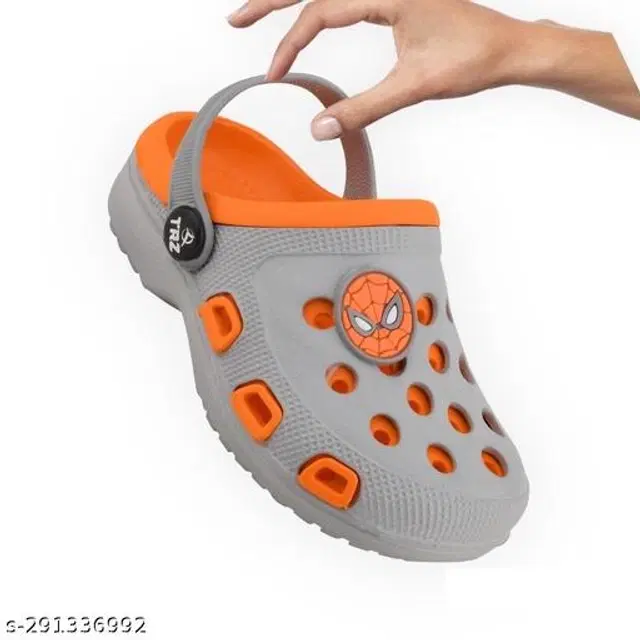 Clogs for Kids (Grey & Orange, 2.5-3 Years)