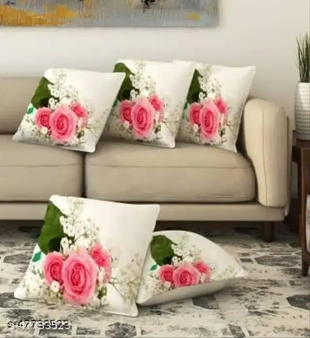 Cushion Cover for Home, Multicolor, 16x16 inches, Pack of 5