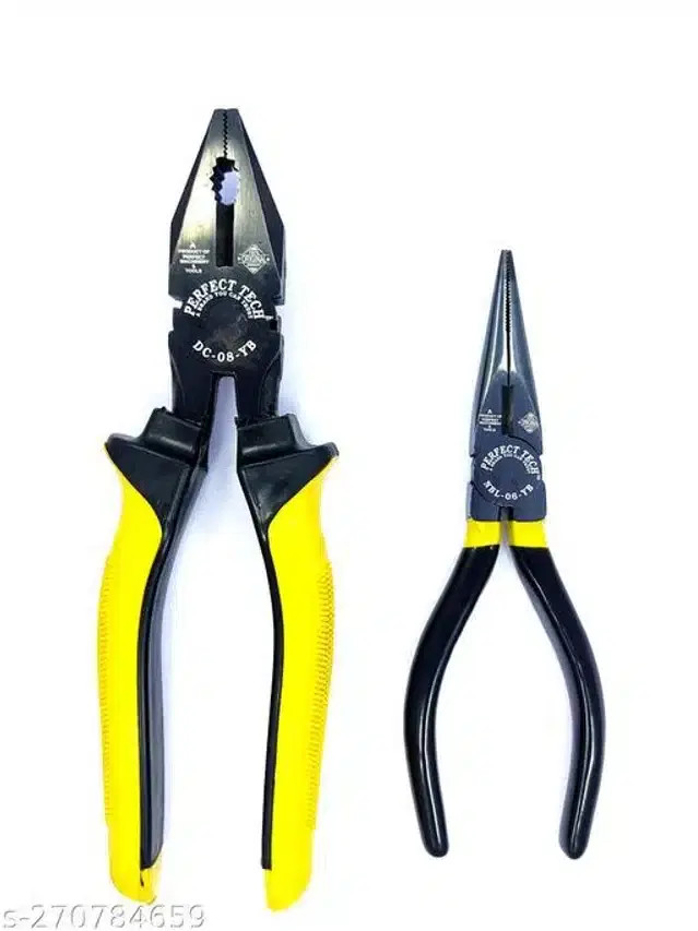 Combination & Long Nose Plier, Set of 2, Yellow & Black