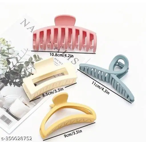 Plastic Hair Clutcher for Women & Girls, Pack of 4 (Multicolor)