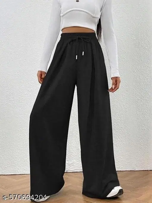 Cotton Blend Solid Trousers for Men, Black (S)