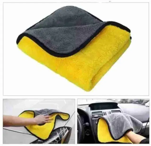 Microfiber Car Cleaning Cloth, Black & Yellow