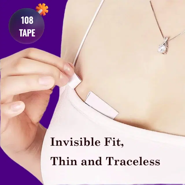 Acrylic Film Clothing 108 Double Sided Tape Strips, Transparent, Set of 1