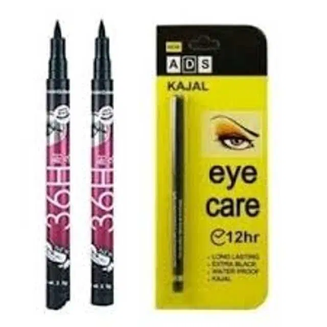 Eyeliner with Ads Eye Kajal, Pack of 3, Ve_18