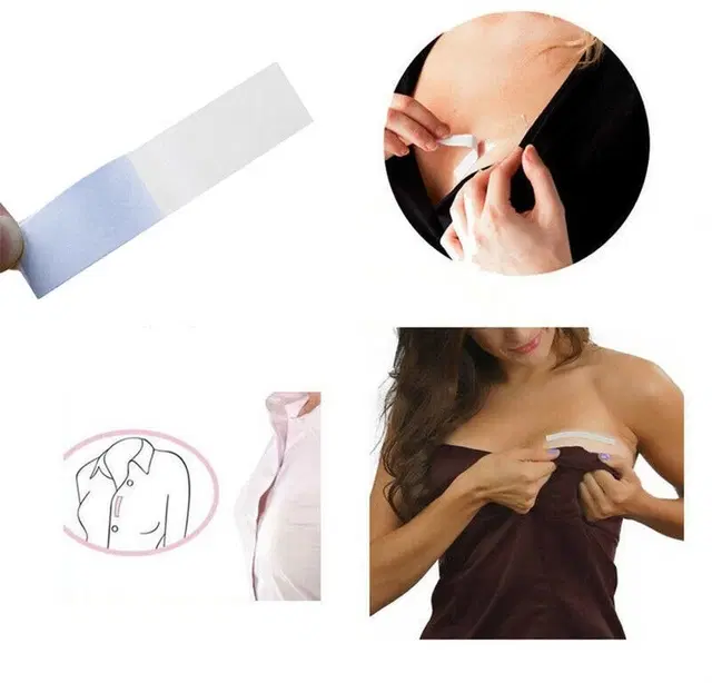 Double Sided Self-Adhesive Lingerie Tape for Women, Pack of 36 (Transparent)