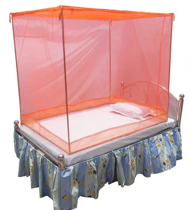 Single Bed Mosquito Net, Orange, 6x3 feet