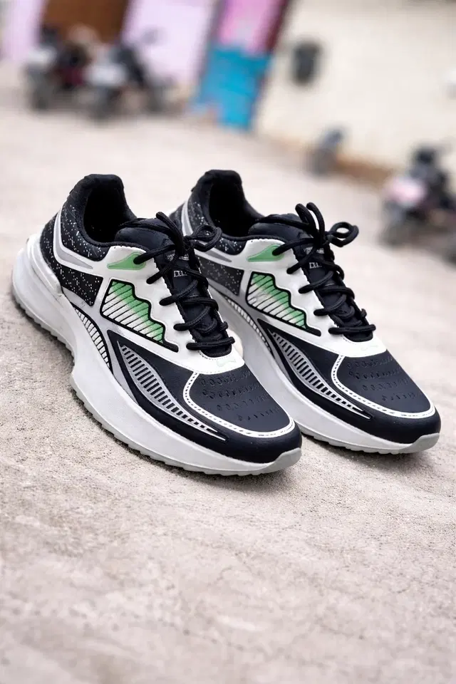 Sports Shoes for Men (Black & Green, 6)