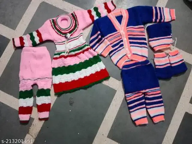 Woolen Sweater & Pant for Girls, Set of 2 (Multicolor, 3-6 Months)