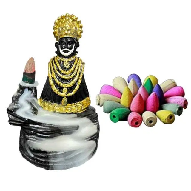 Khatu Shyam Ji Murti Smoke Fountain With 10 Free Smoke Cones, Black, Hv-12